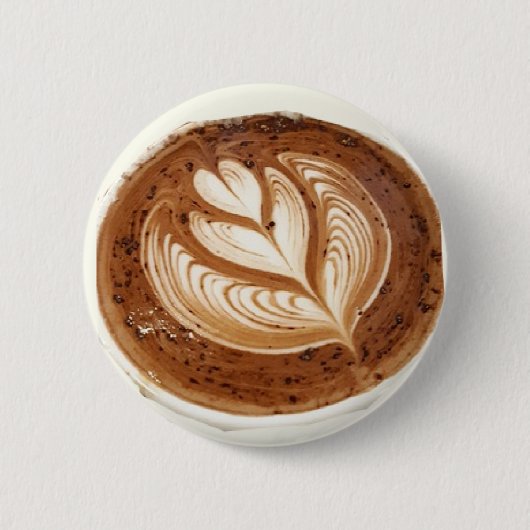 Blume latte Kaffeekunst Button (Vorderseite)