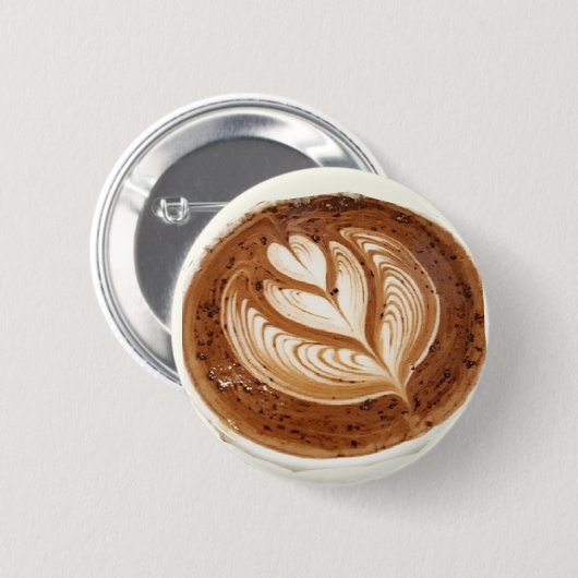 Blume latte Kaffeekunst Button (Vorne & Hinten)