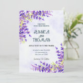 Blume Lavendel Hochzeitsfeiern Einladung (Stehend Vorderseite)