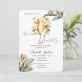 Blume Leaf Champagne Brautparty Einladung (Stehend Vorderseite)