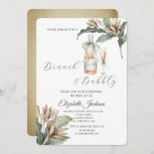 Blume Leaf Champagne Glass Flasche Brautparty Einladung (Vorne/Hinten)