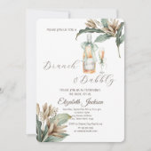 Blume Leaf Champagne Glass Flasche Brautparty Einladung (Vorderseite)