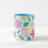 Blume Leaf Print Modern Blue Coffee Tasse (Zentrum)