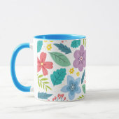 Blume Leaf Print Modern Blue Coffee Tasse (Links)