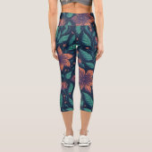Blume Leaf-Regenbogenmuster Capri Leggings (Rückseite)