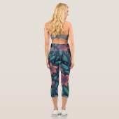 Blume Leaf-Regenbogenmuster Capri Leggings (Rückseite)