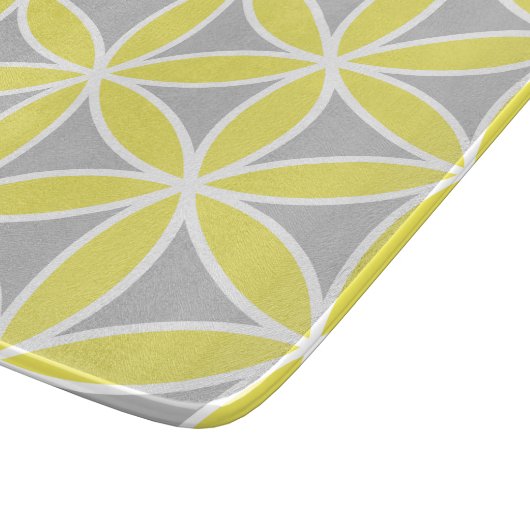 Blume Leben großen Ptn gelben grauen Weiß Schneidebrett (Ecke)