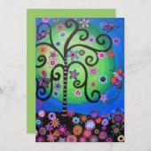 BLUME LEBENSBAR/BAT MITZVAH EINLADUNG (Vorne/Hinten)