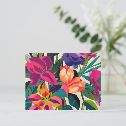 Blume Lebhaft botanisch Postkarte (Stehend Vorderseite)