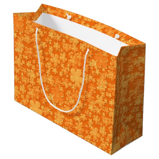 Blume, leichte Orange-GIFT BAG L Große Geschenktüte (Rückseite Schrägansicht)
