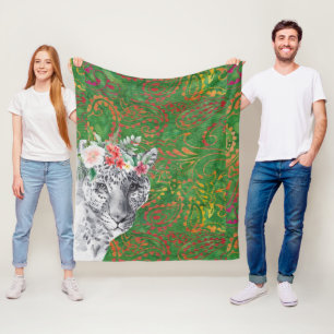 Blume Leopard Jungle Batik Fleecedecke