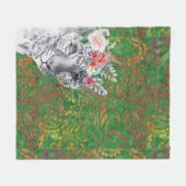 Blume Leopard Jungle Batik Fleecedecke (Vorderseite (Horizontal))