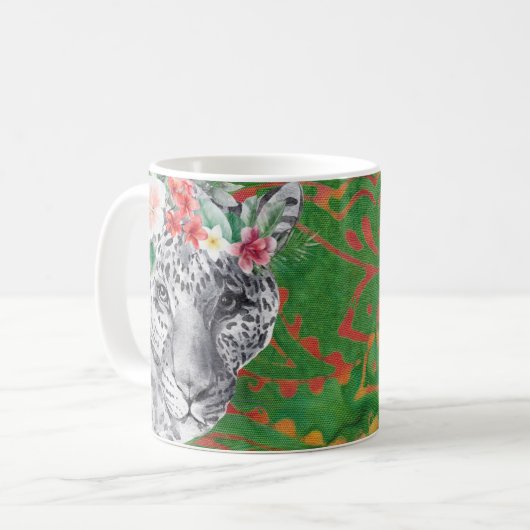 Blume Leopard Jungle Batik Kaffeetasse (Vorderseite Links)