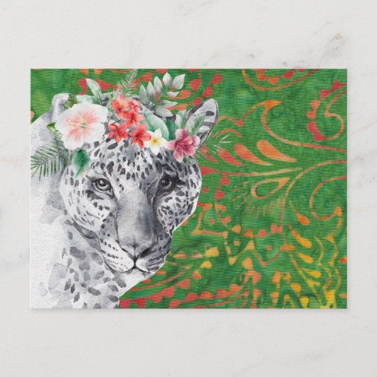 Blume Leopard Jungle Batik Postkarte (Vorderseite)