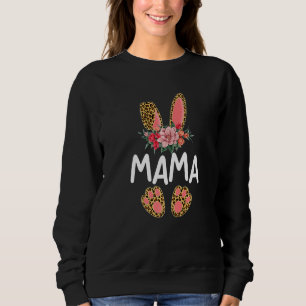 Blume Leopard Mama Bunny Women Girl Happy Osterfes Sweatshirt