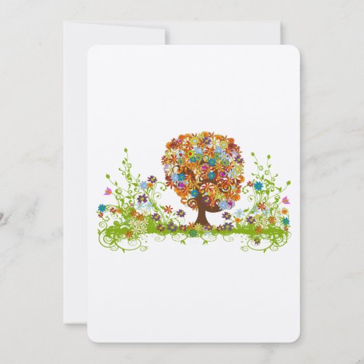 Blume Liebe Bäume Hochzeit Einladung (Rückseite)