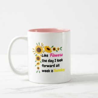 Blume Liebe Sonntags lustige Mitarbeiter Geschenk Zweifarbige Tasse