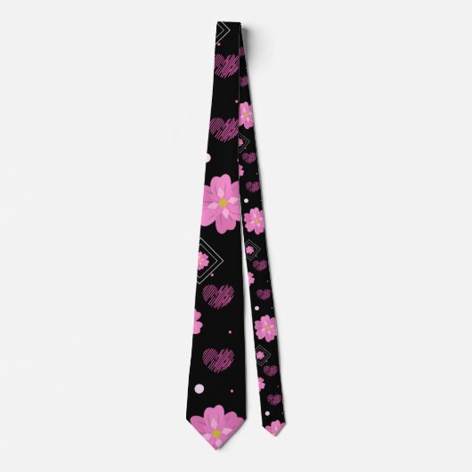 Blume Liebe Valentine Muster Krawatte (Vorderseite)