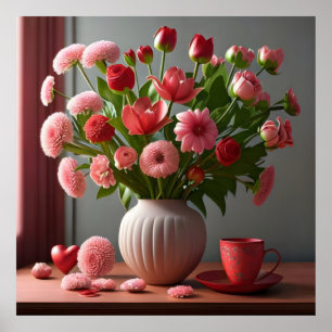 Blume Liebe Valentinstag Bouquets rosa Poster