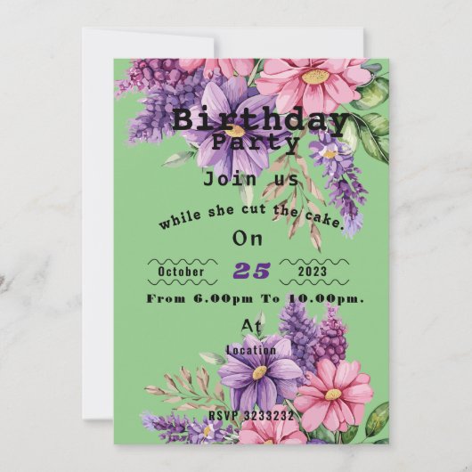 Blume Liebhaber zum Geburtstag Einladung (Vorderseite)