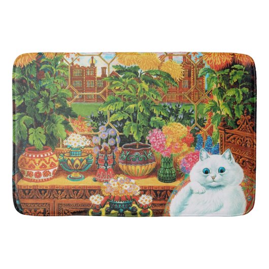 Blume liebt Katze, Louis Wain Badematte (Vorderseite)