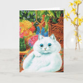 Blume liebt Katze, Louis Wain Karte (Gelbe Blume)