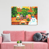 Blume liebt Katze, Louis Wain Leinwanddruck (Insitu (Wohnzimmer))