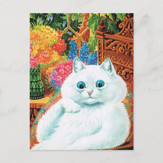 Blume liebt Katze, Louis Wain Postkarte (Vorderseite)