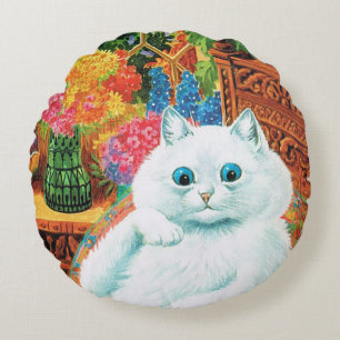 Blume liebt Katze, Louis Wain Rundes Kissen
