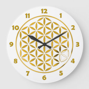 BLUME LIFE - Briefmarke - Gold + Uhrenzahl Große Wanduhr