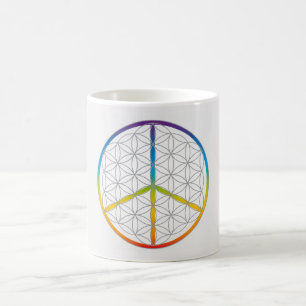 Blume Life Design Peace + Liebe Symbol Rainbow Kaffeetasse