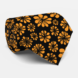 Blume - Light Orange auf Black Krawatte