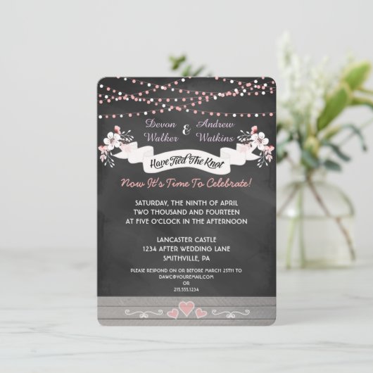 Blume & Lights Hochzeit Einladung (Stehend Vorderseite)