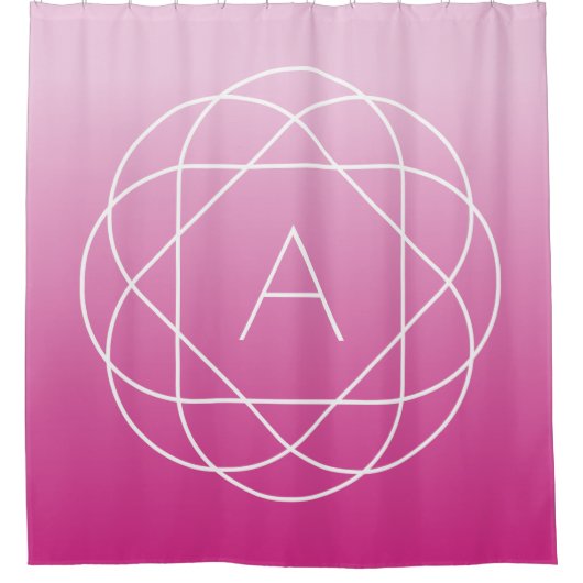 Blume-like Geometric Monogram | Pink Shaded Ombre Duschvorhang (Vorderseite)