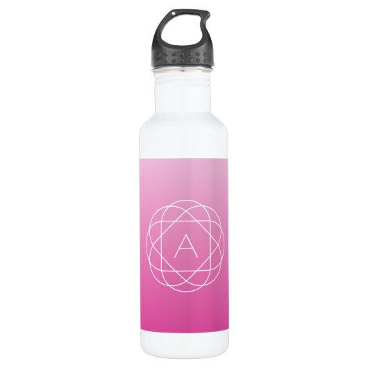 Blume-like Geometric Monogram | Pink Shaded Ombre Edelstahlflasche (Vorderseite)