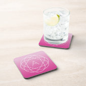 Blume-like Geometric Monogram | Pink Shaded Ombre Getränkeuntersetzer (Rechte Seite)