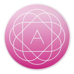 Blume-like Geometric Monogram Pink Shaded Ombre Keramikknauf