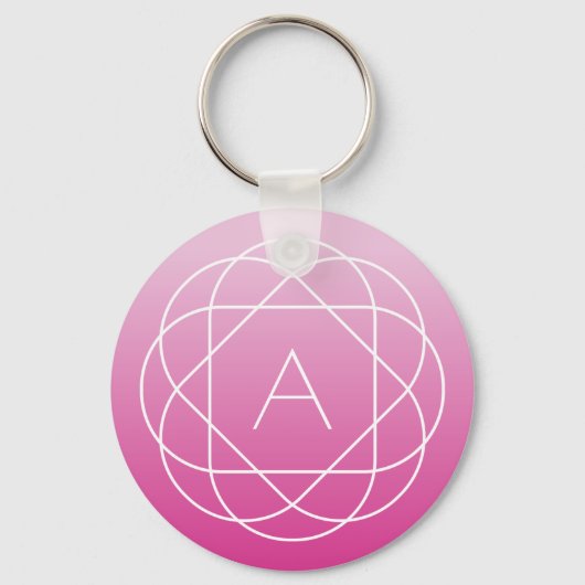 Blume-like Geometric Monogram | Pink Shaded Ombre Schlüsselanhänger (Vorderseite)
