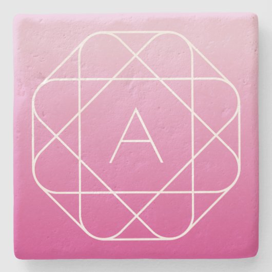Blume-like Geometric Monogram | Pink Shaded Ombre Steinuntersetzer (Vorderseite)