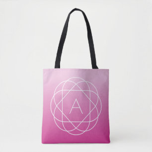 Blume-like Geometric Monogram   Pink Shaded Ombre Tasche