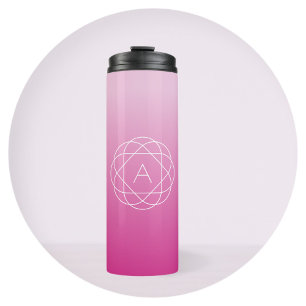 Blume-like Geometric Monogram   Pink Shaded Ombre Thermosbecher