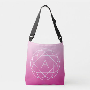Blume-like Geometric Monogram   Pink Shaded Ombre Tragetaschen Mit Langen Trägern