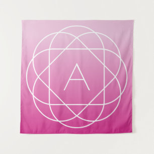 Blume-like Geometric Monogram   Pink Shaded Ombre Wandteppich