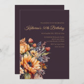 Blume-Lila- Einladung (Vorne/Hinten)