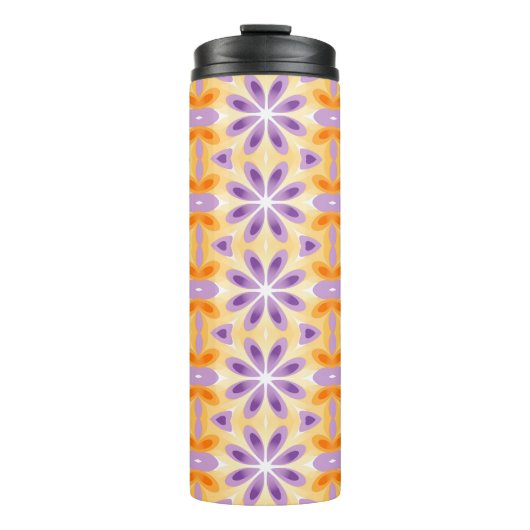 Blume Lila Gelborange Thermosbecher (Vorderseite)