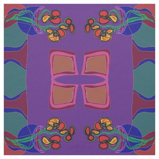 Blume lila/ grün /orange /gelb>Stoffe Stoff (Muster)