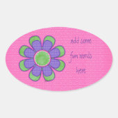 Blume lila Karo Ovaler Aufkleber (Vorderseite)