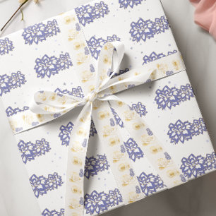 Blume lila mit goldener Kontur AOP Geschenkpapier