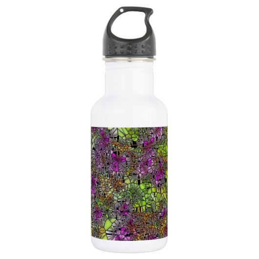 Blume lila/rosa Kunstdesign Edelstahlflasche (Vorderseite)