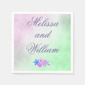 Blume Lila und Grüne Hochzeitsfeier Serviette (Vorderseite)
